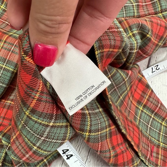 Daniel Cremieux tan Red plaid cotton flannel Casual Button Down Shirt sz M - Picture 7 of 8